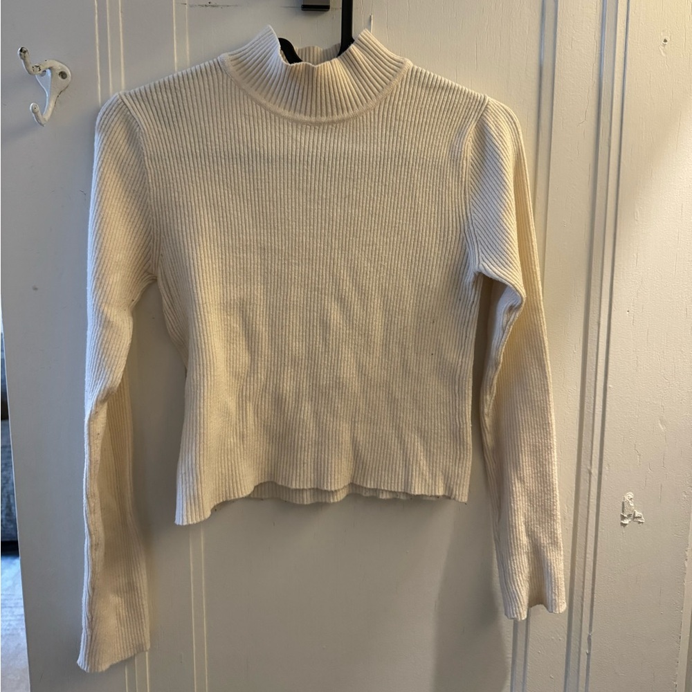 Off-white long sleeve mock neck top
